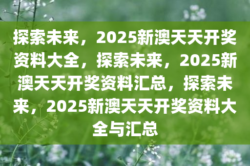 新澳天天开奖免费资料，探索与解析2025新澳天天开奖资料
